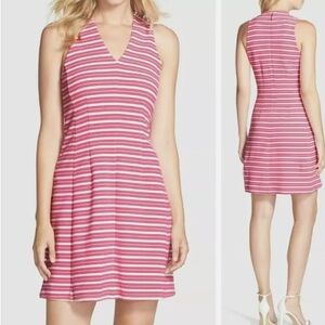 Lilly Pulitzer Fit & Flare V Dress - Pink & White Stripe Size S